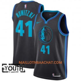 Maillot NBA Dallas Mavericks Dirk Nowitzki 41 2018-19 Nike City Edition Noir Bleu Swingman - Enfant